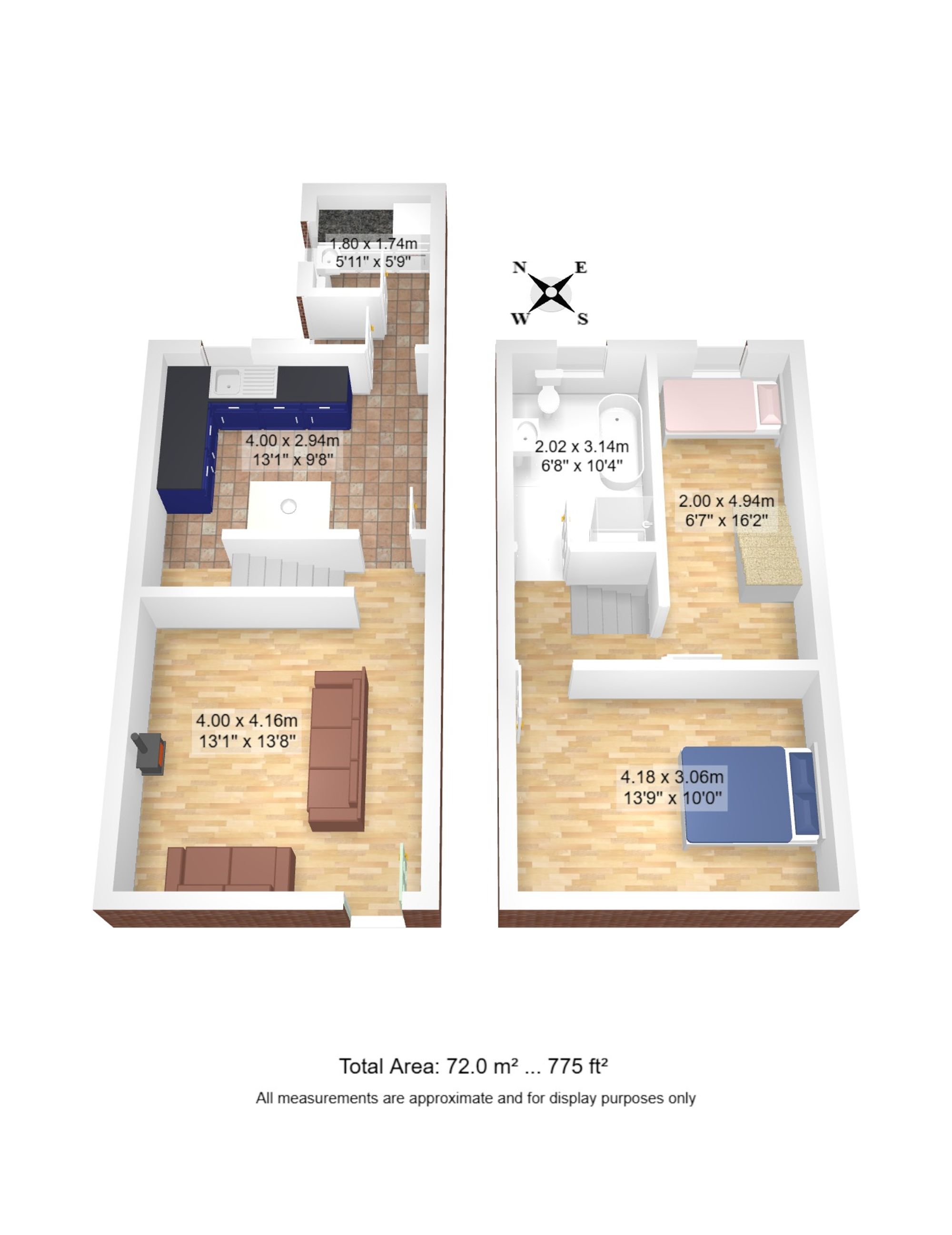 2 bed terraced house for sale in Dean Road, Manchester - Property floorplan