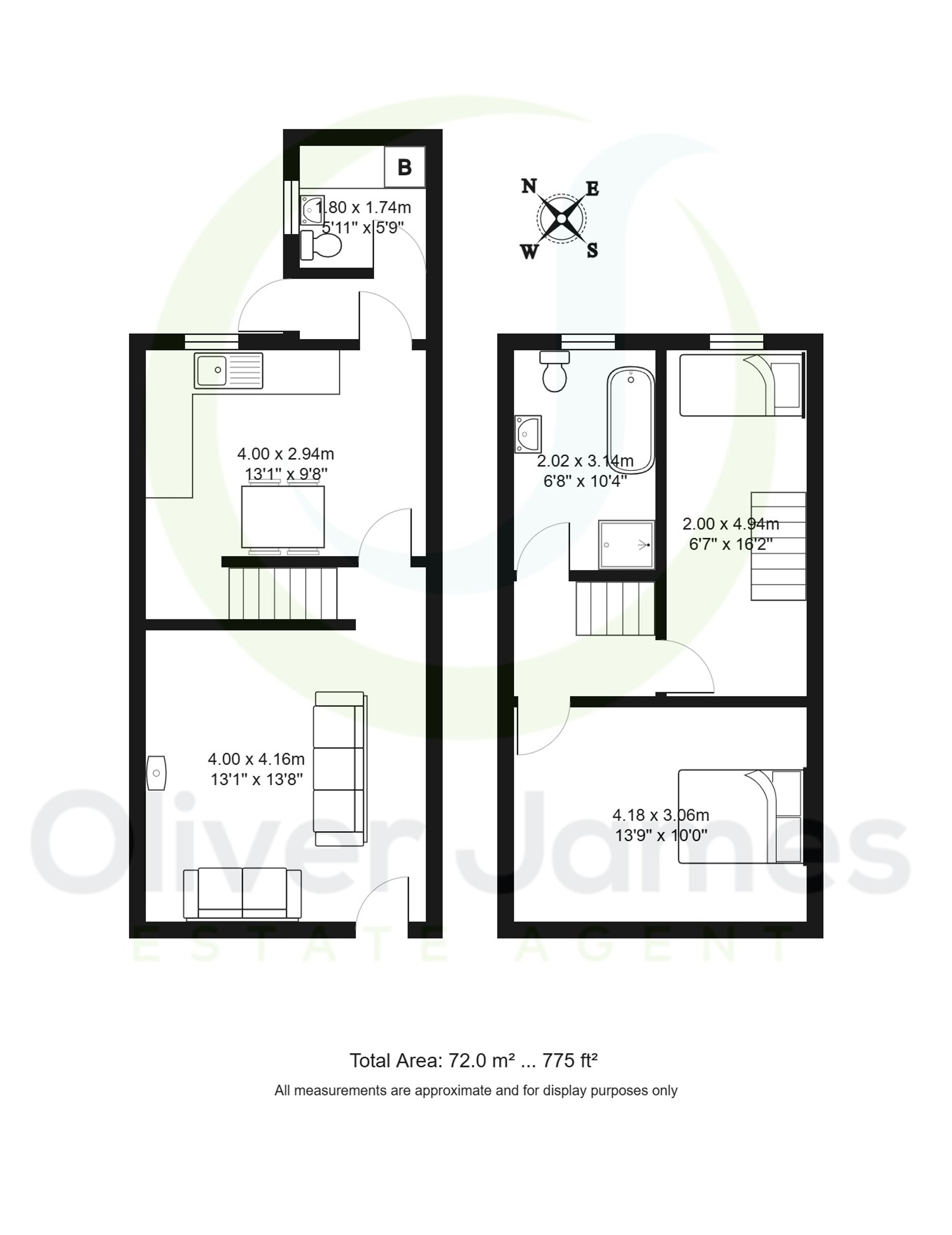 2 bed terraced house for sale in Dean Road, Manchester - Property floorplan