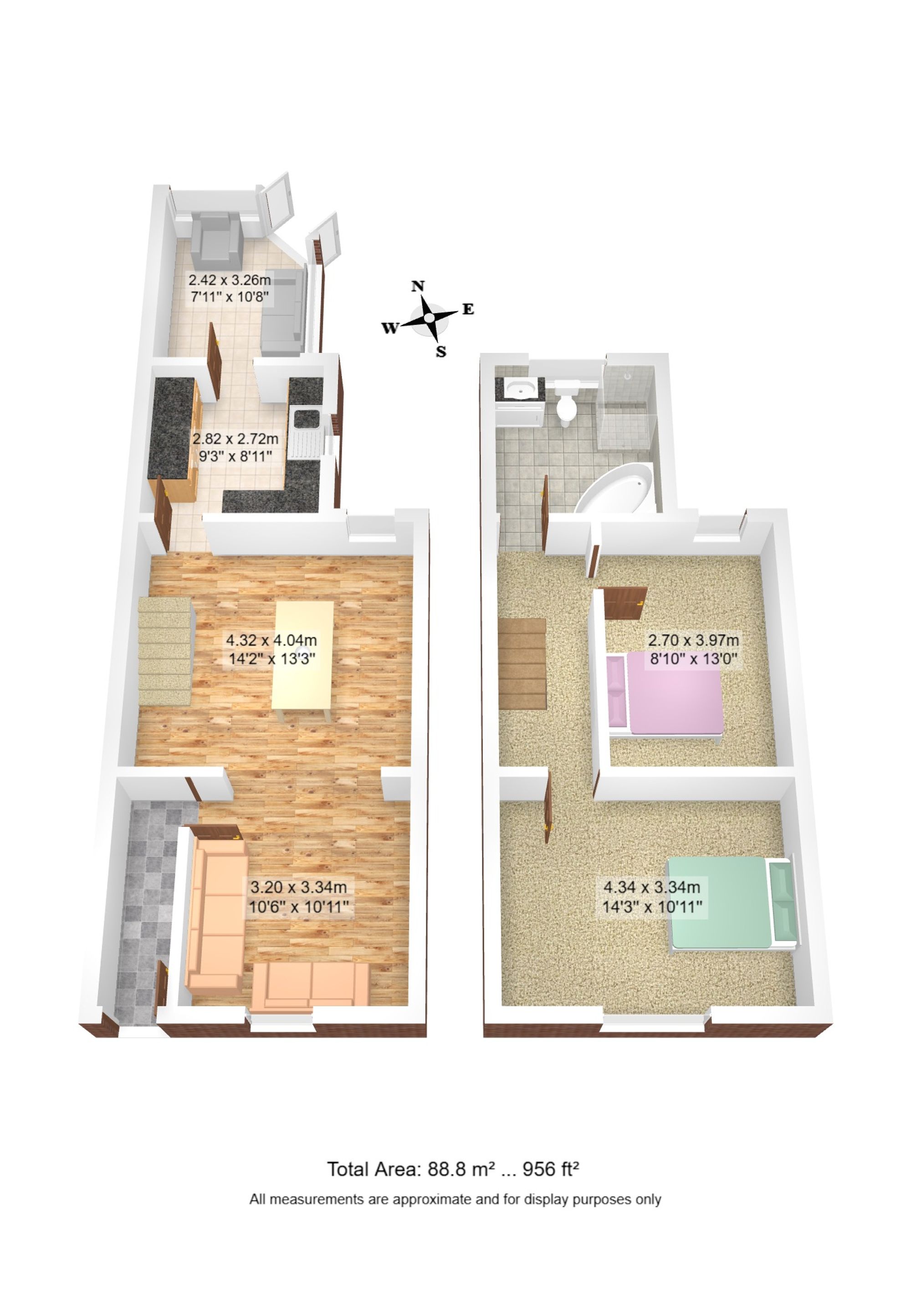 2 bed terraced house for sale in Atherton Lane, Manchester - Property floorplan