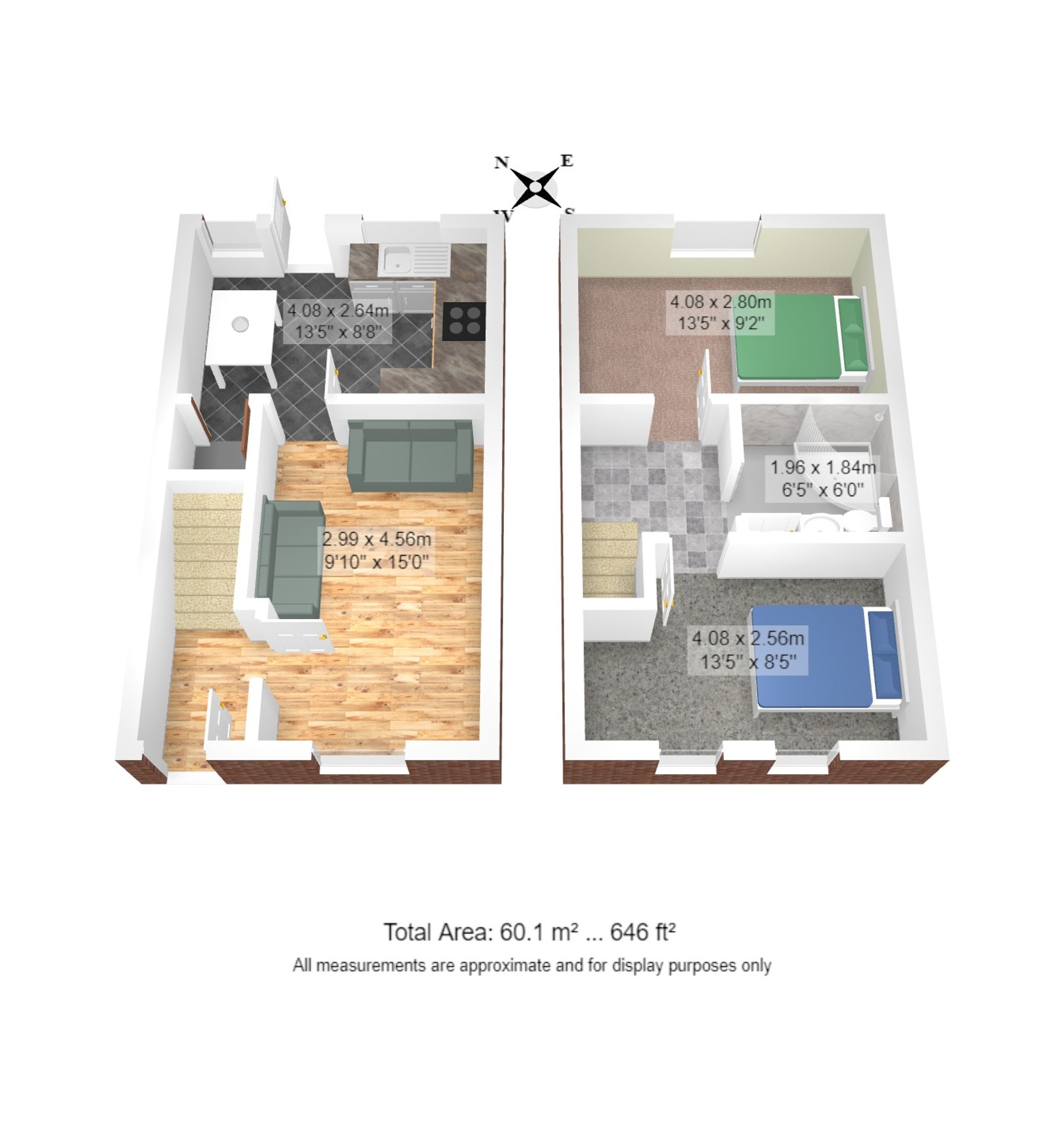 2 bed mid-terraced house for sale in Pipers Court, Manchester - Property floorplan