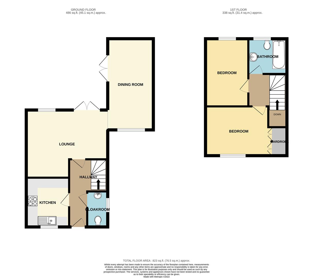 2 bed semi-detached house for sale in Bradley Road, Waltham Abbey - Property floorplan