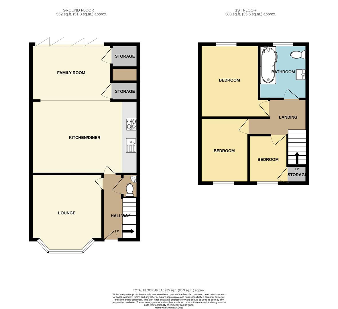 3 bed end of terrace house for sale in Aveley Road, Upminster - Property floorplan