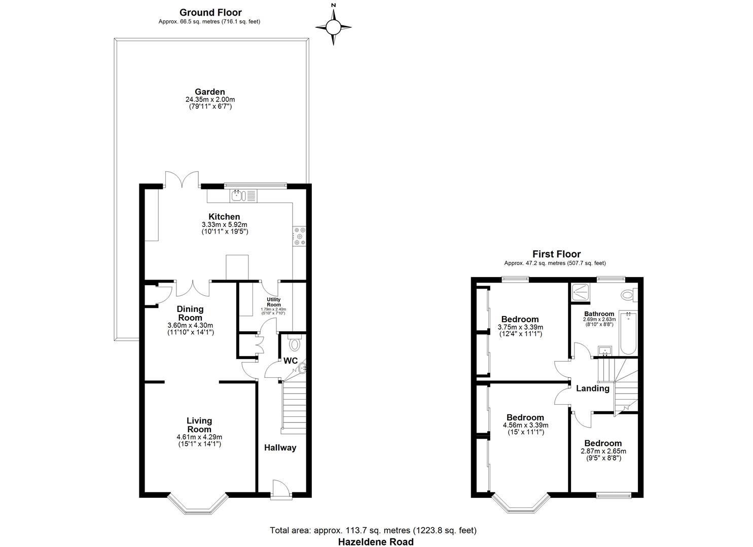 3 bed end of terrace house for sale in Hazeldene Road, Goodmayes - Property floorplan