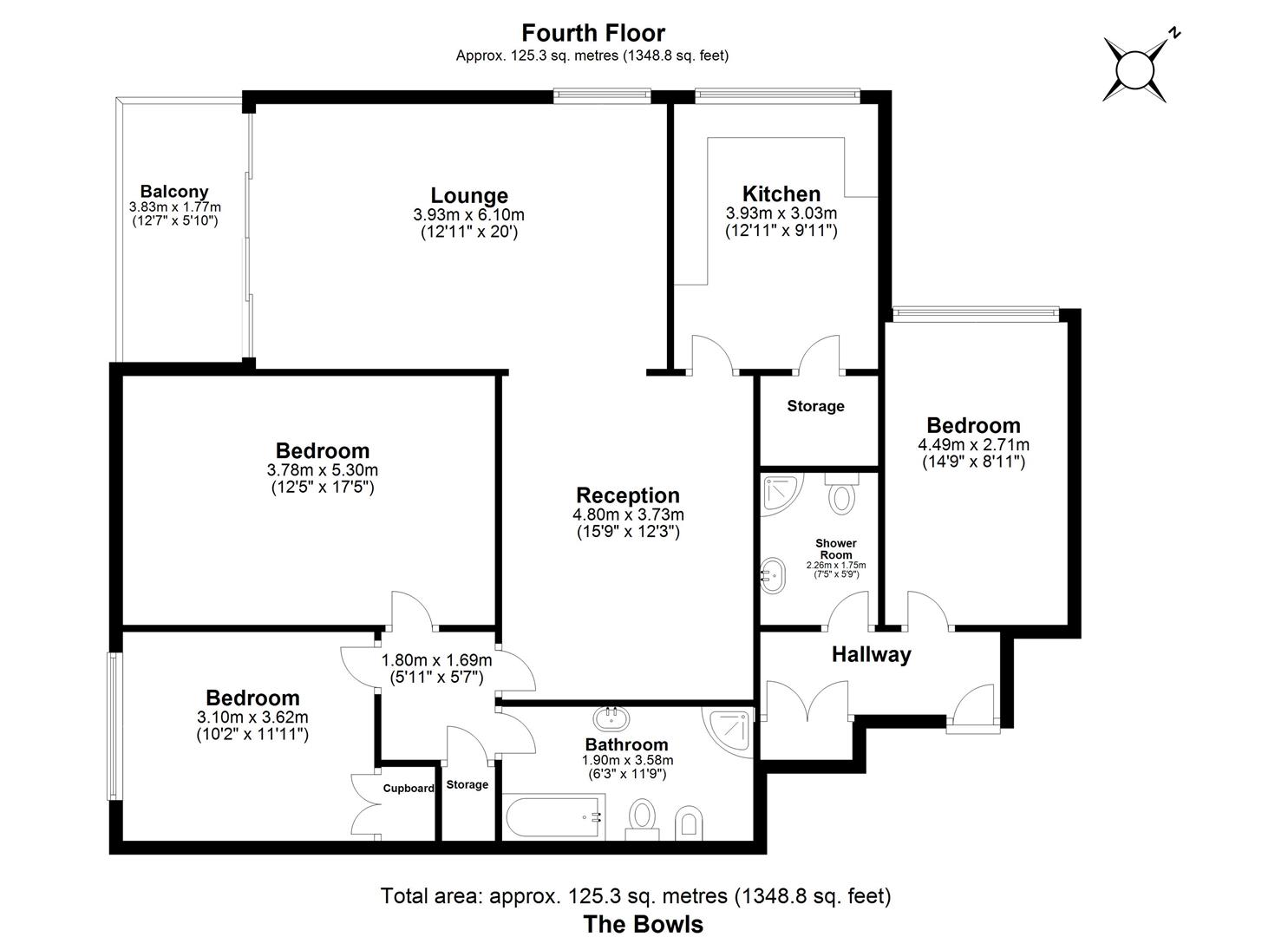 3 bed flat for sale in The Bowls, Chigwell - Property floorplan