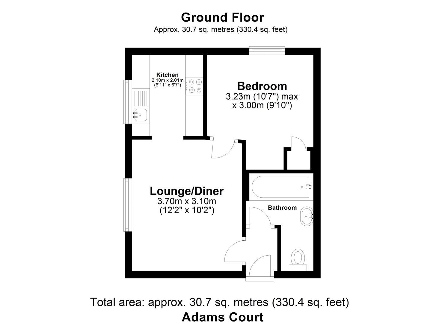 1 bed apartment to rent in Luther King Close, London - Property floorplan