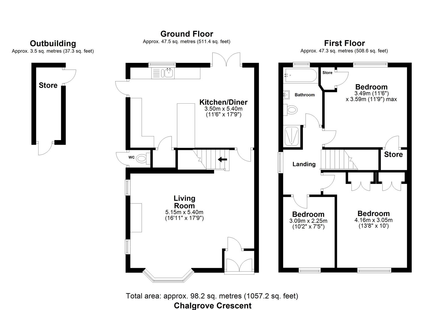 3 bed semi-detached house for sale in Chalgrove Crescent, Clayhall - Property floorplan