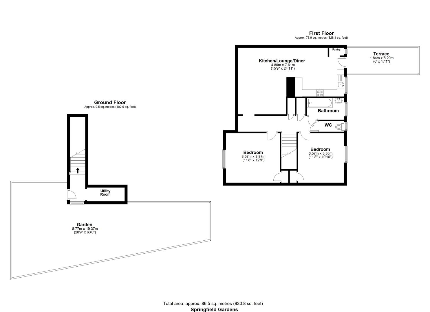 2 bed maisonette for sale in Springfield Gardens, Woodford Green - Property floorplan