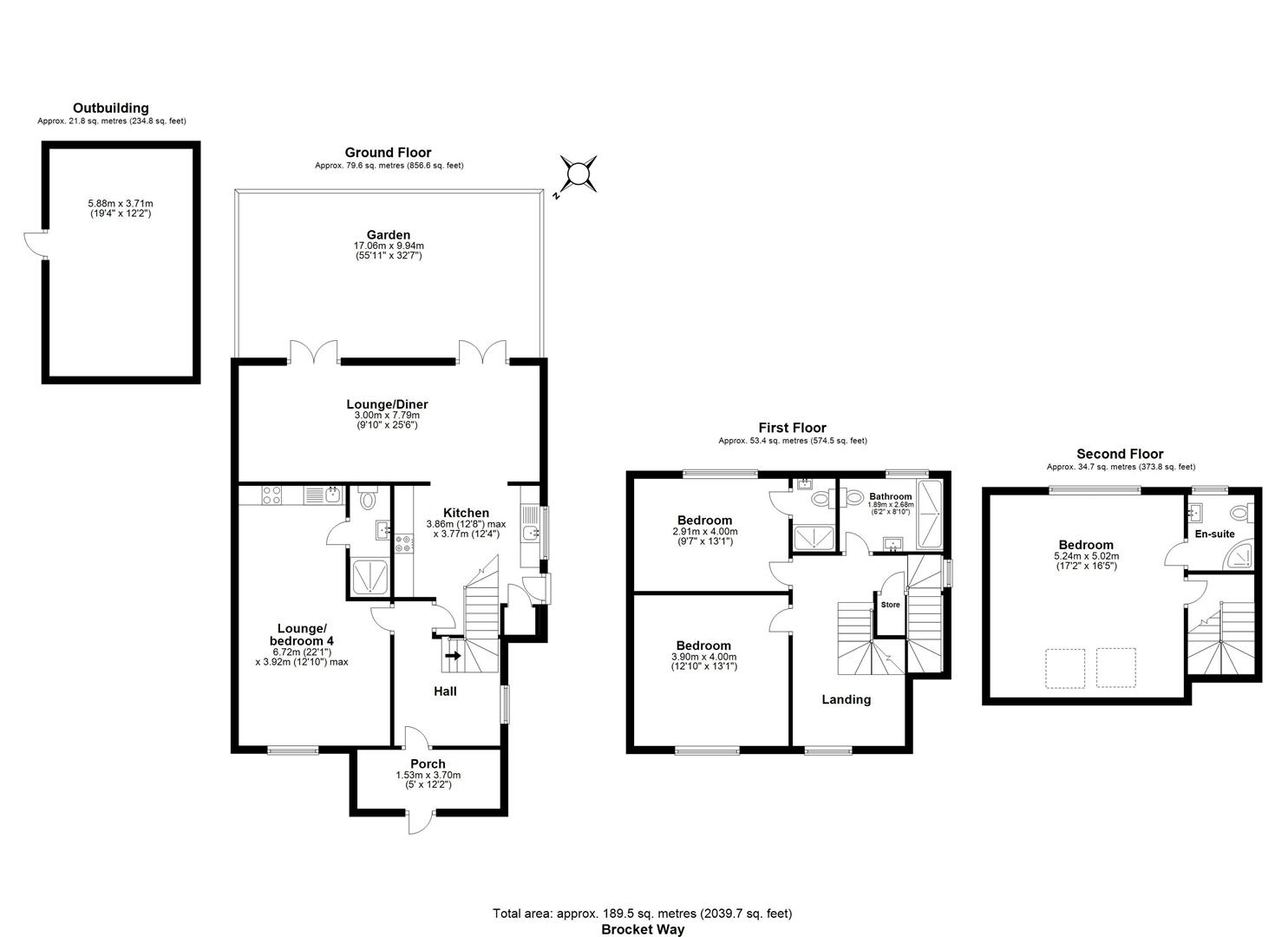 4 bed semi-detached house for sale in Brocket Way, Chigwell - Property floorplan