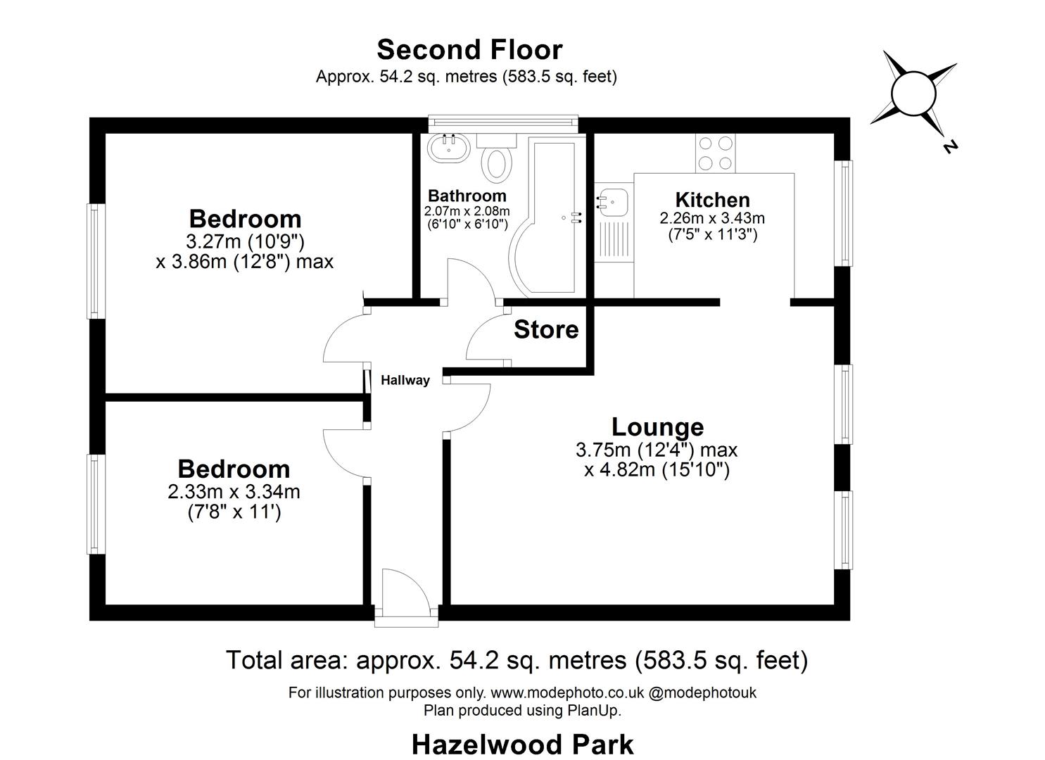 2 bed flat for sale in Hazelwood Park Close, Chigwell - Property floorplan