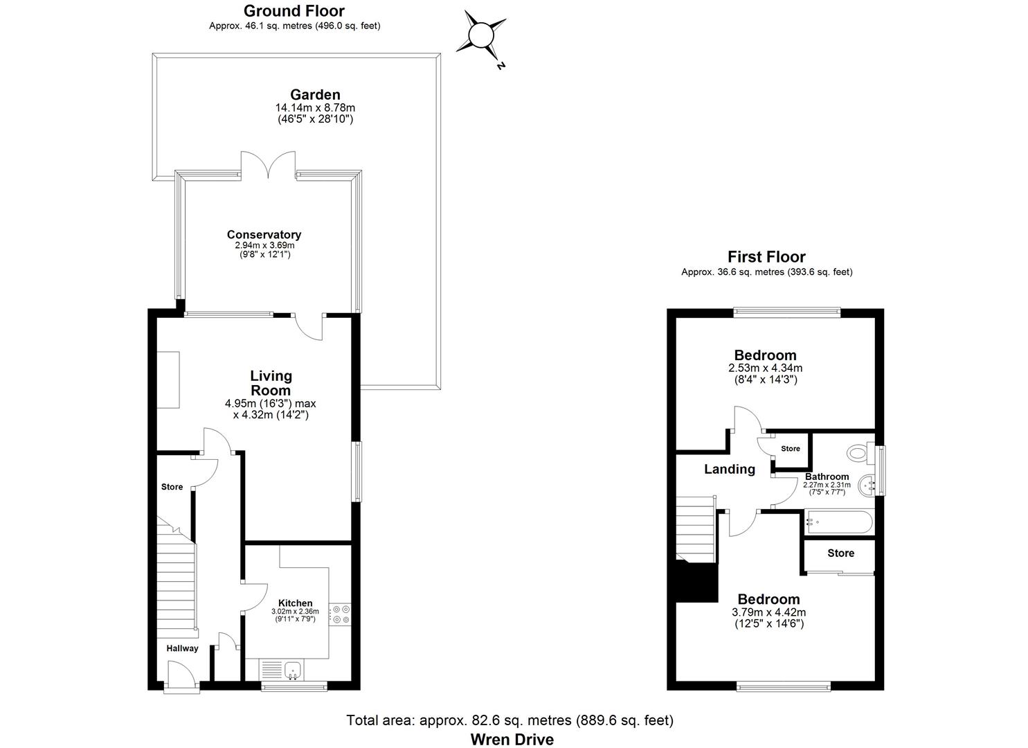 2 bed end of terrace house for sale in Wren Drive, Waltham Abbey - Property floorplan