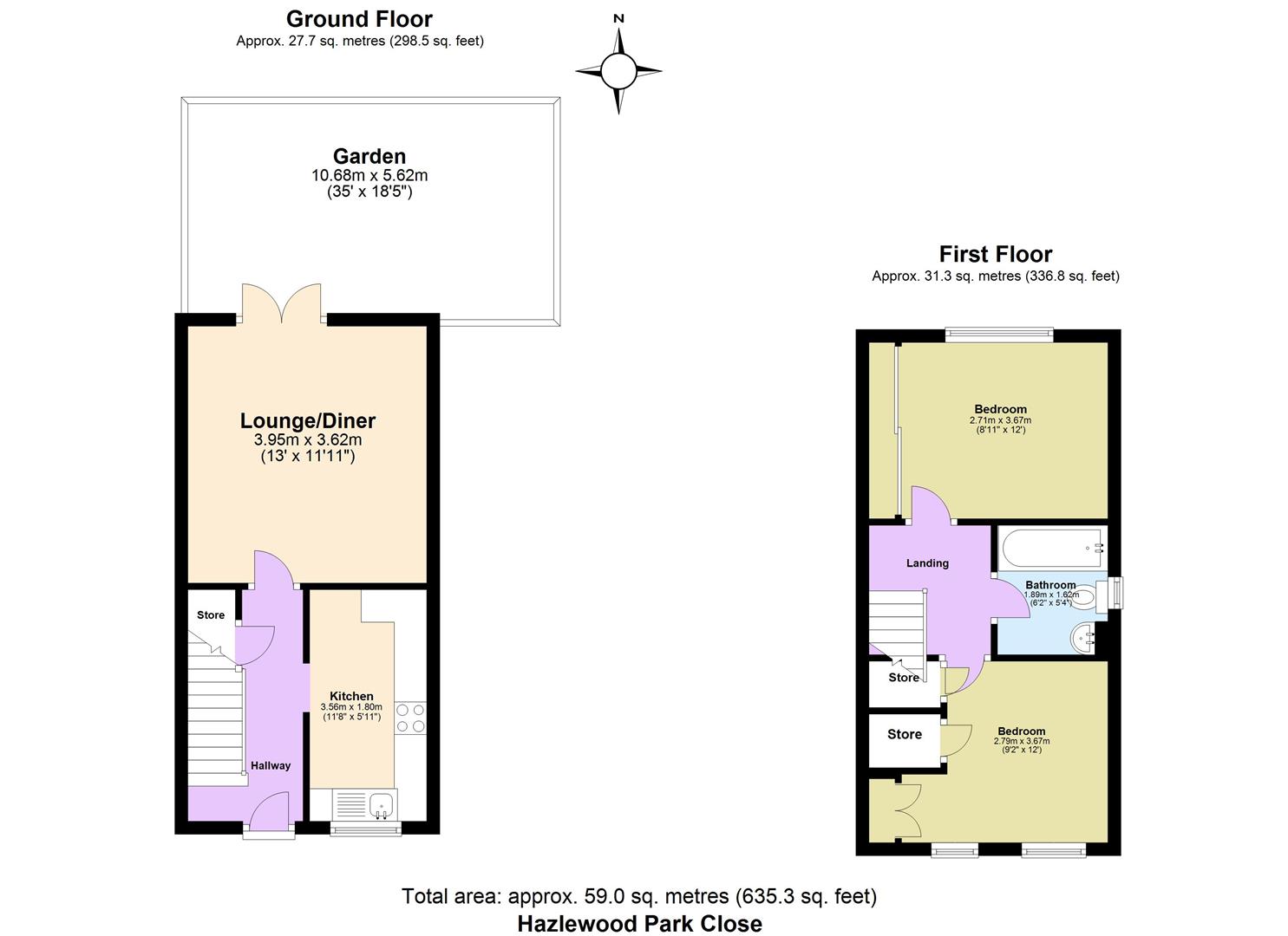 2 bed semi-detached house for sale in Hazelwood Park Close, Chigwell - Property floorplan