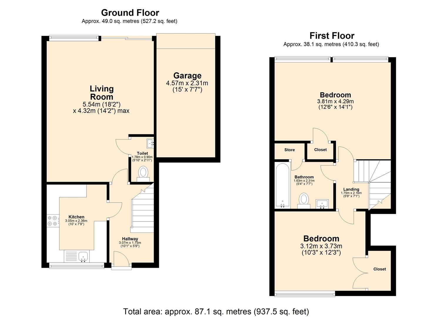 2 bed end of terrace house for sale in Long Green, Chigwell - Property floorplan