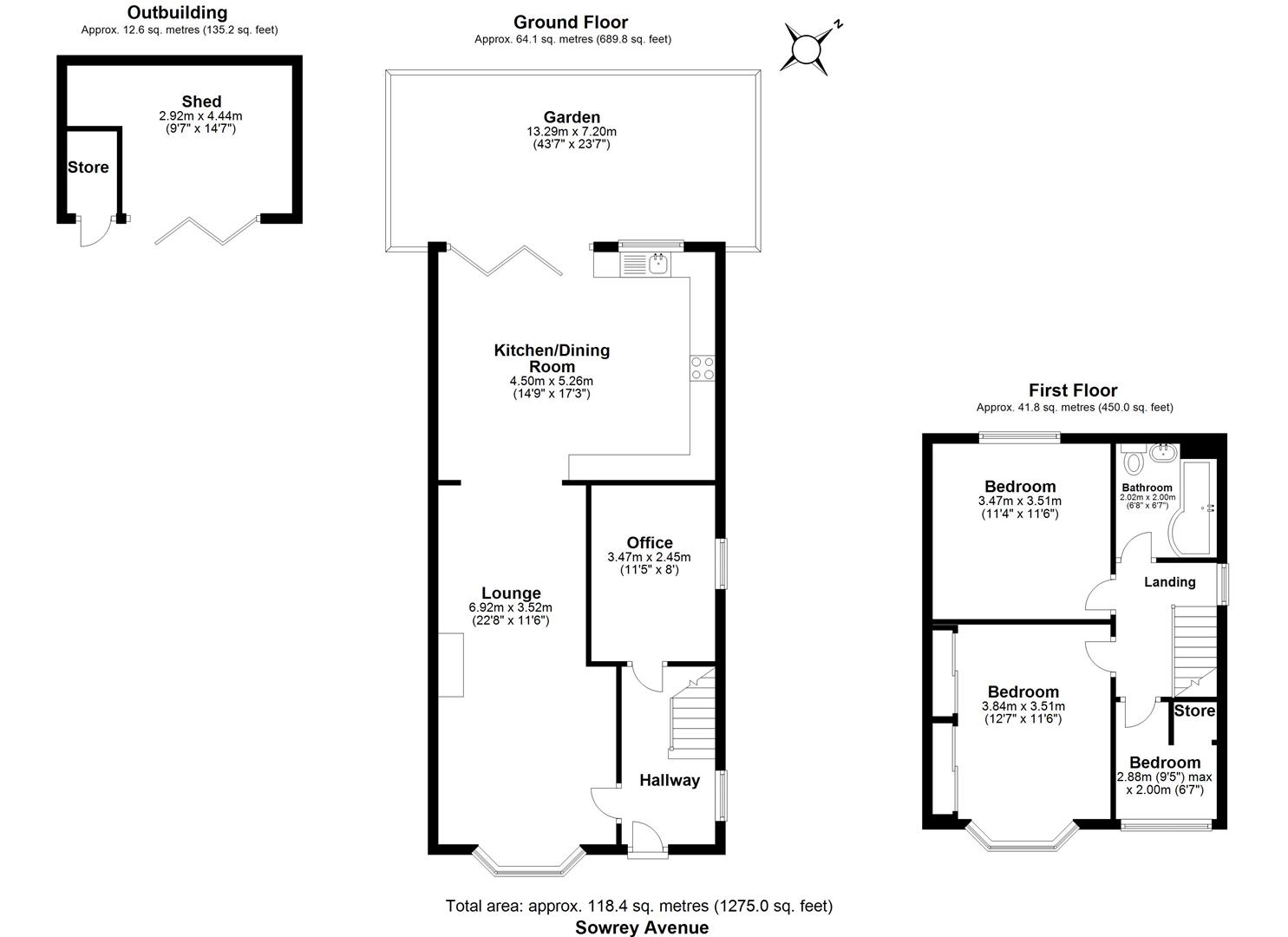 3 bed semi-detached house for sale in Sowrey Avenue, Rainham - Property floorplan