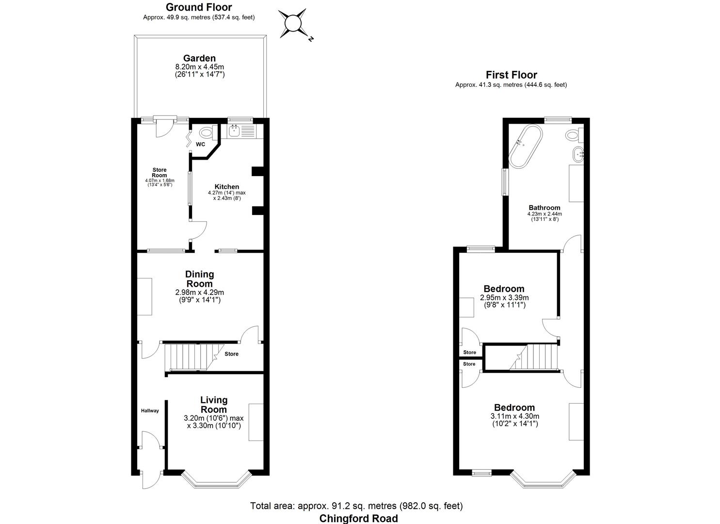 2 bed terraced house for sale in Chingford Road, Walthamstow - Property floorplan