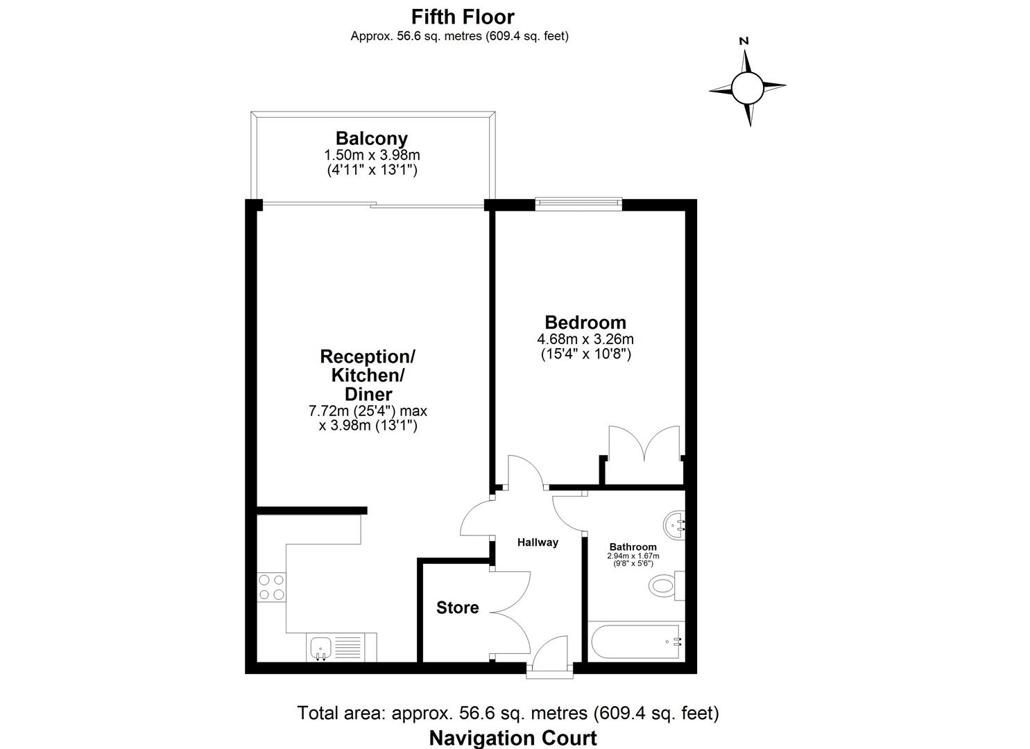 1 bed flat for sale in Gallions Road, London - Property floorplan