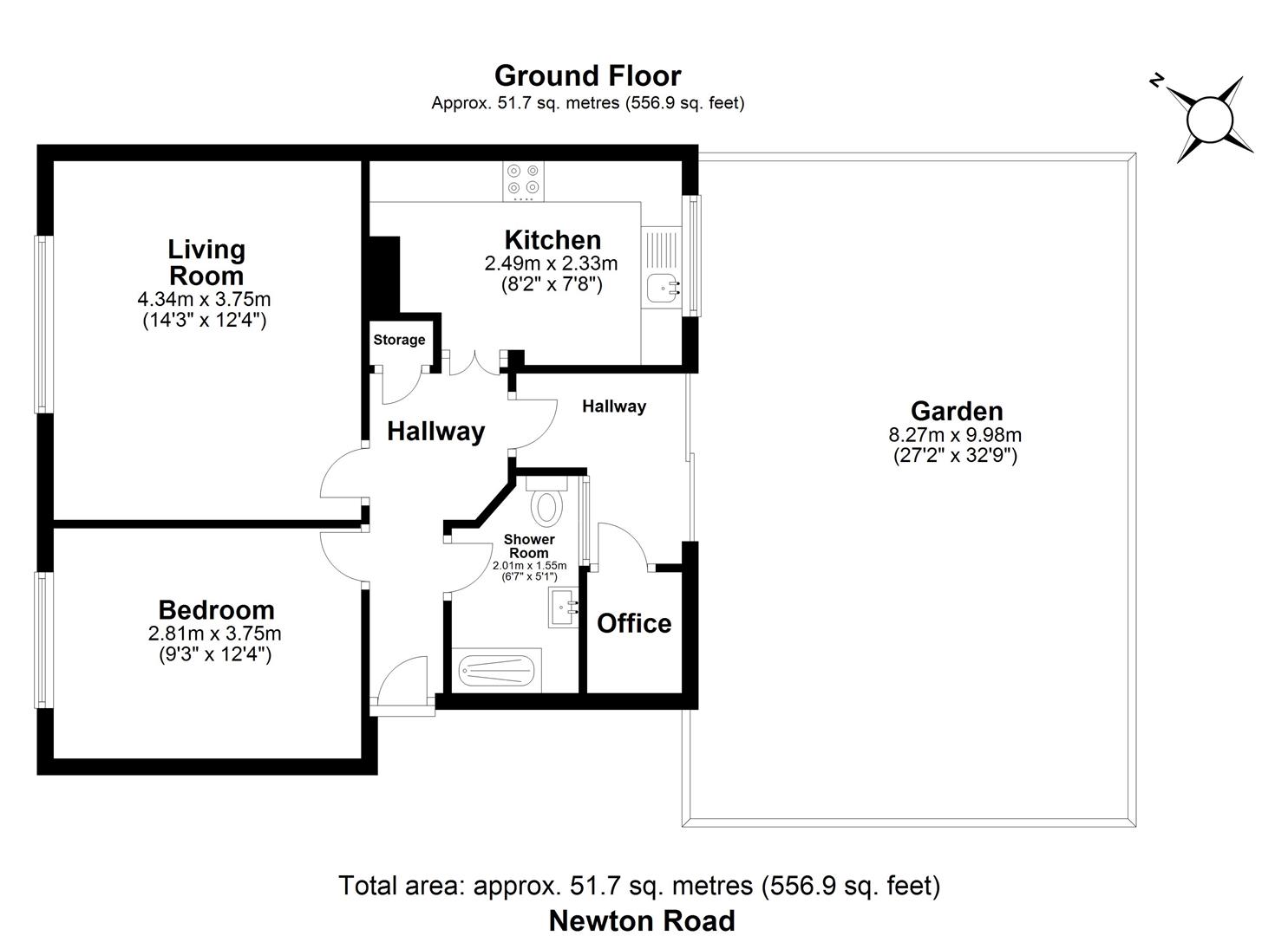 1 bed flat for sale in Newton Road, Chigwell - Property floorplan