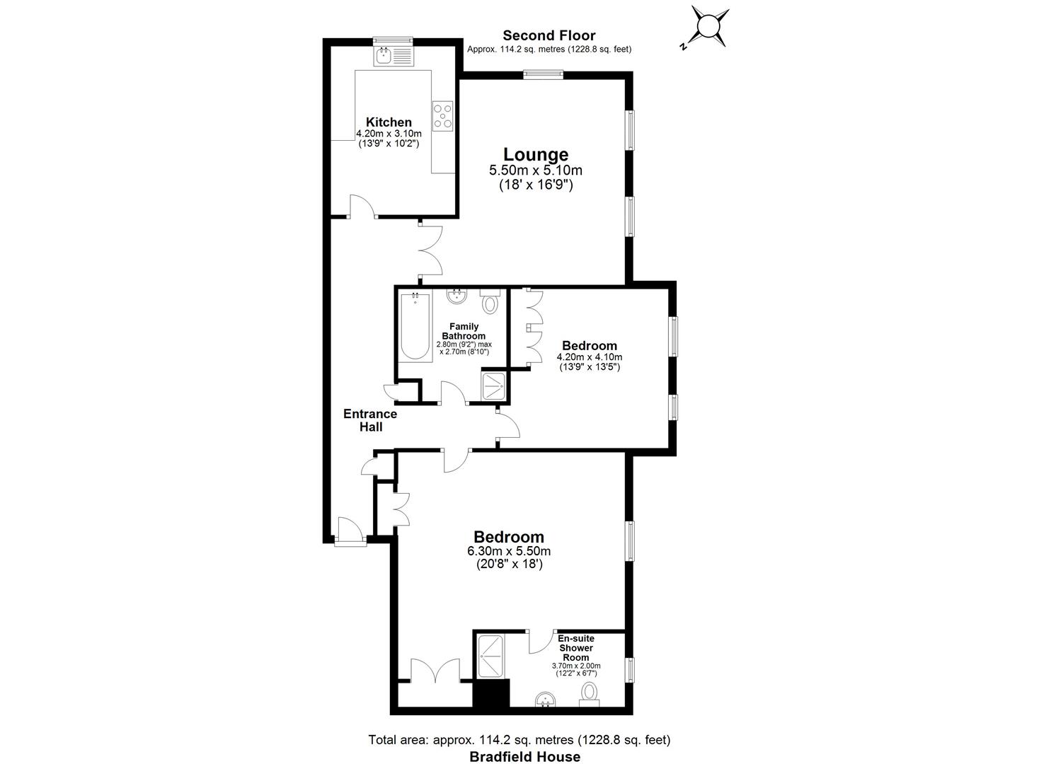 2 bed apartment for sale in The Boulevard, Woodford Green - Property floorplan