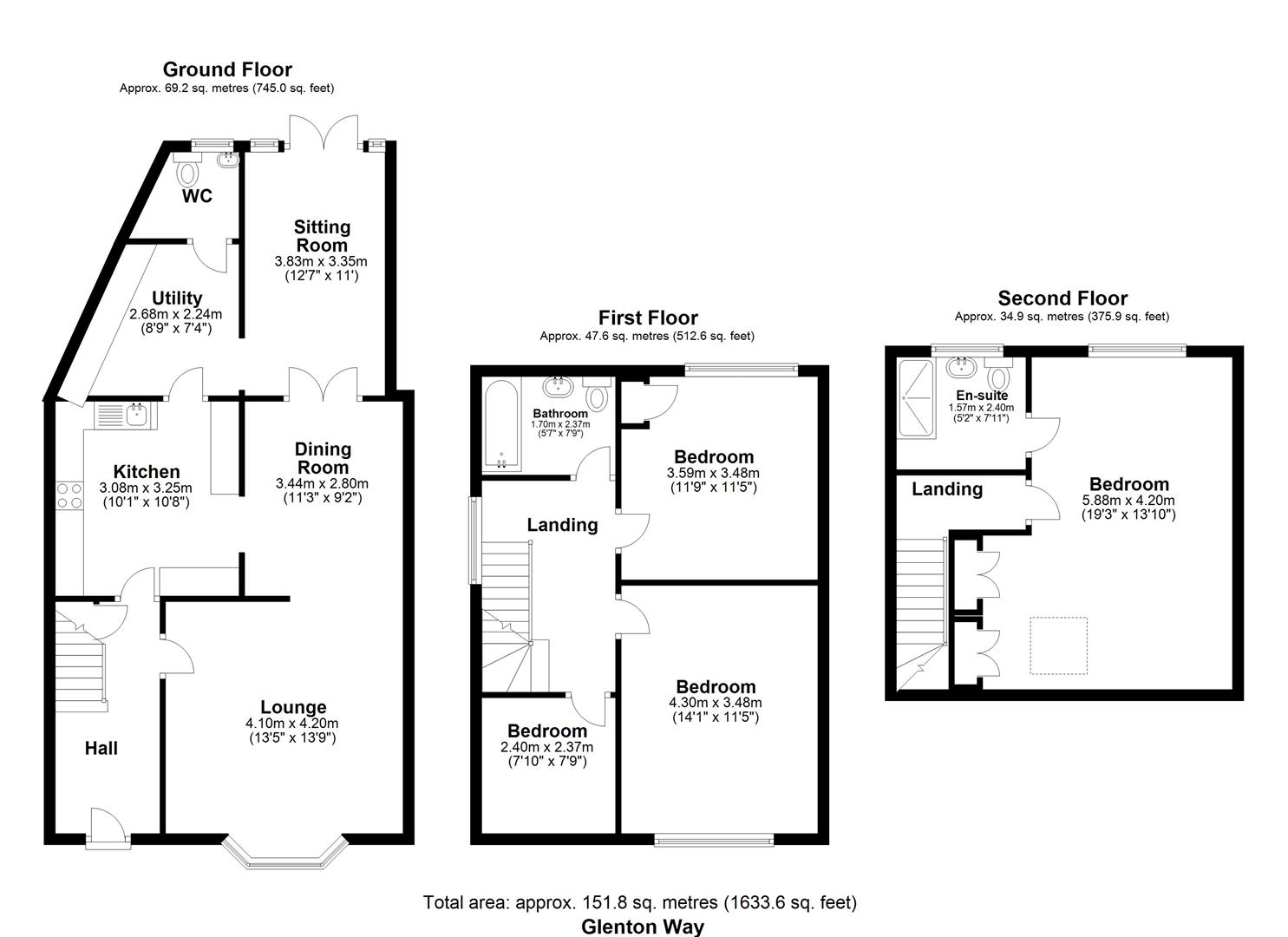 4 bed semi-detached house for sale in Glenton Way, Romford - Property floorplan