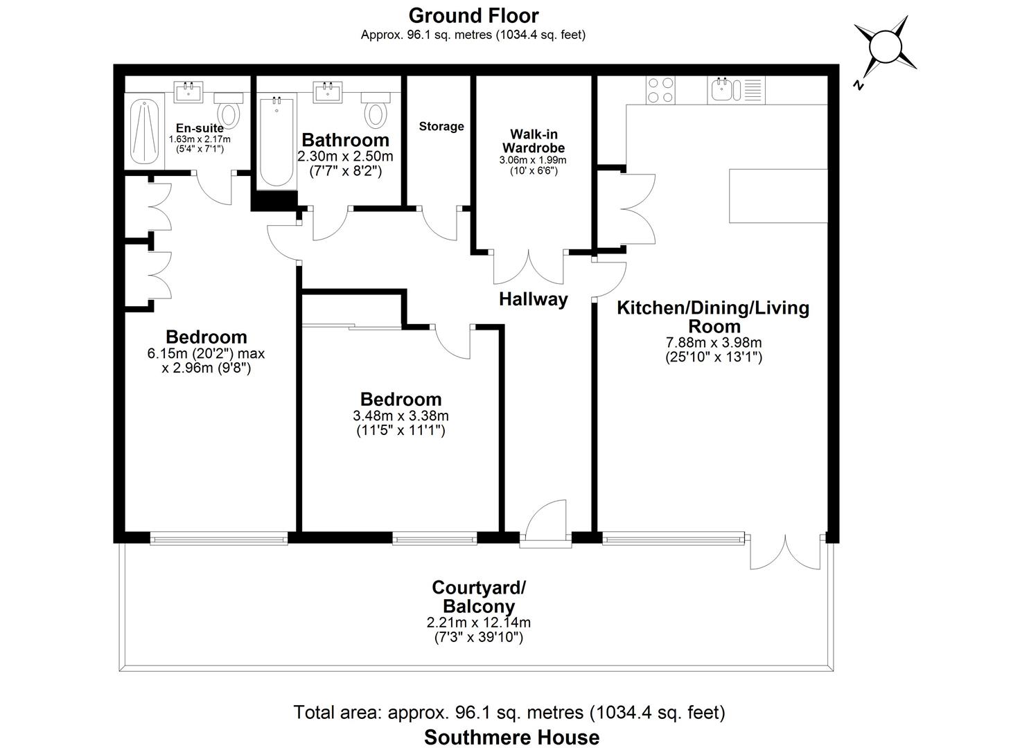 2 bed apartment to rent in Highland Street, London - Property floorplan