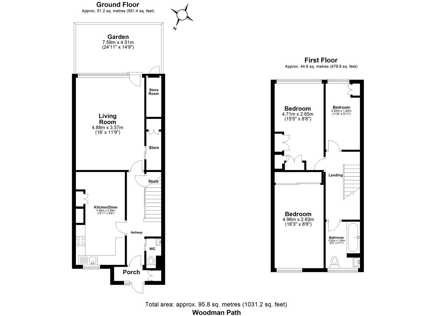 3 bed terraced house for sale in Woodman Path, Hainault - Property floorplan