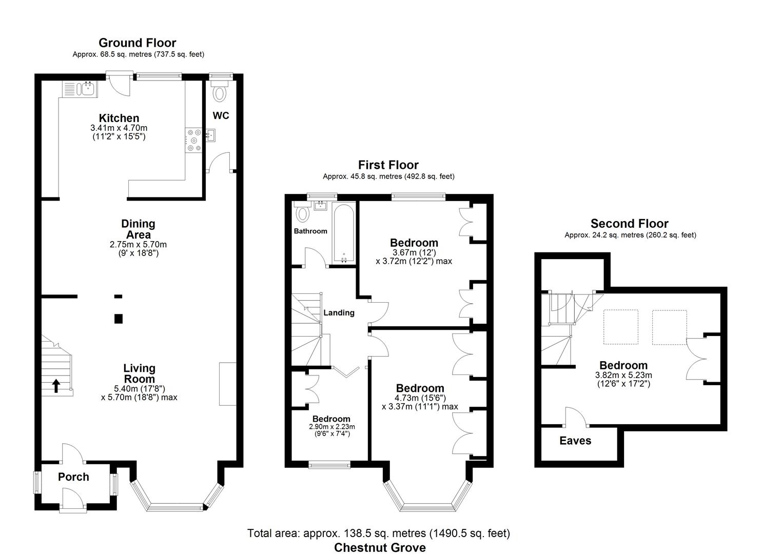 4 bed terraced house for sale in Chestnut Grove, Hainault - Property floorplan