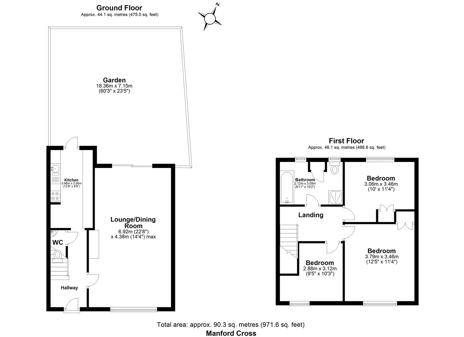 3 bed terraced house for sale in Manford Cross, Chigwell - Property floorplan