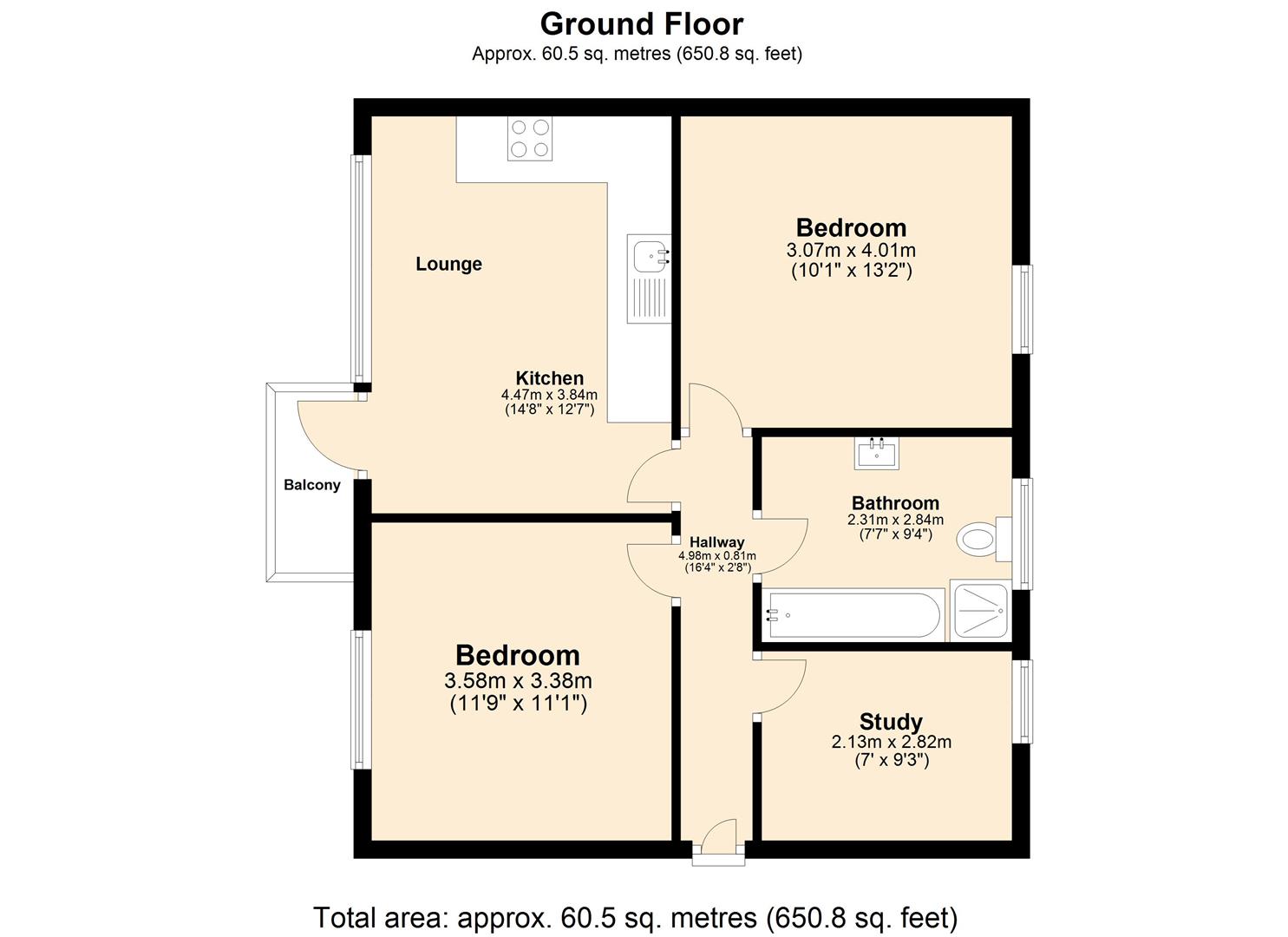 2 bed flat for sale in Longwood Gardens, Hainault - Property floorplan