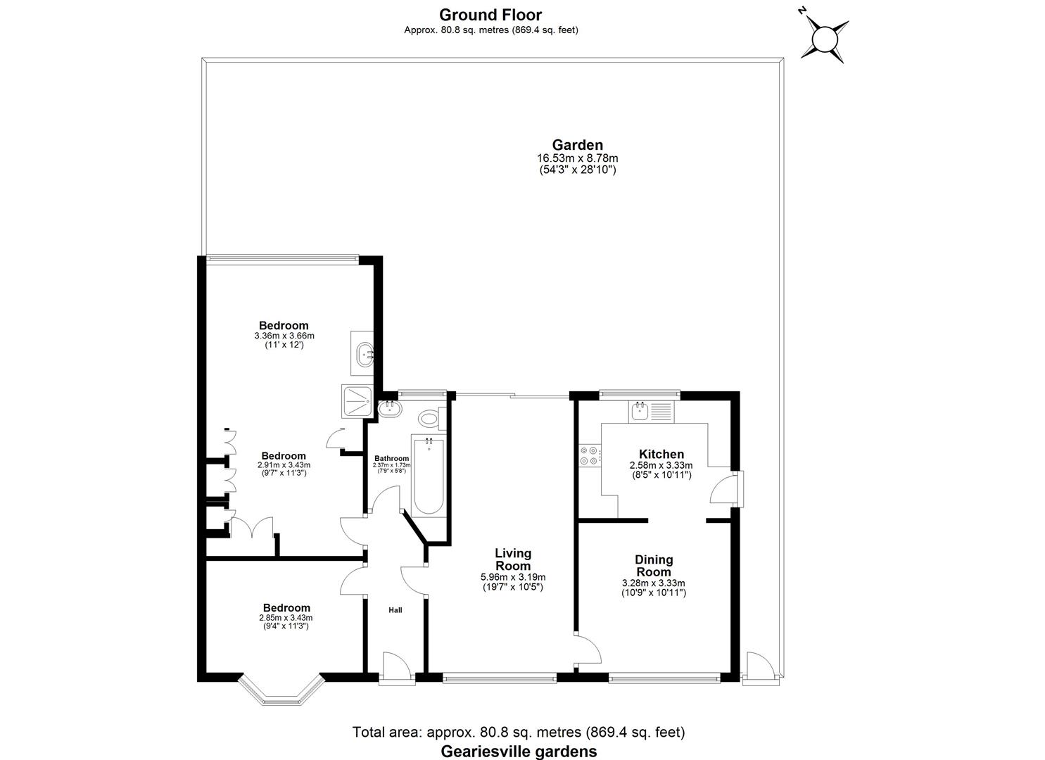 2 bed semi-detached bungalow for sale in Geariesville Gardens, Barkingside - Property floorplan