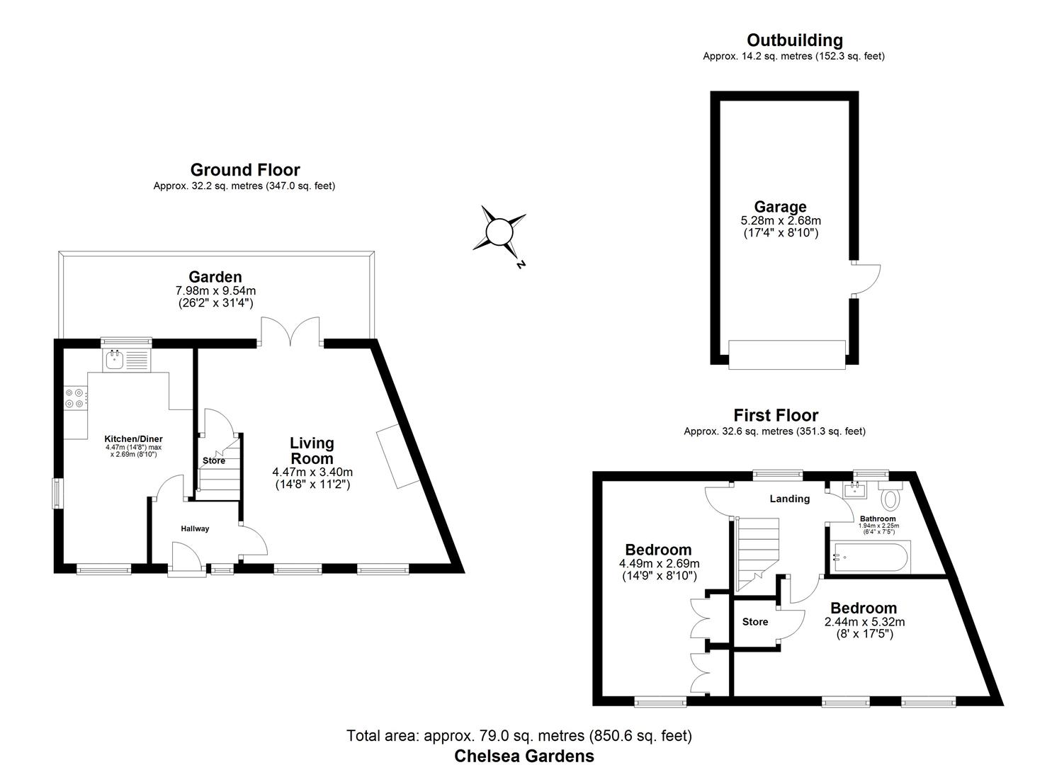 2 bed end of terrace house for sale in Chelsea Gardens, Harlow - Property floorplan