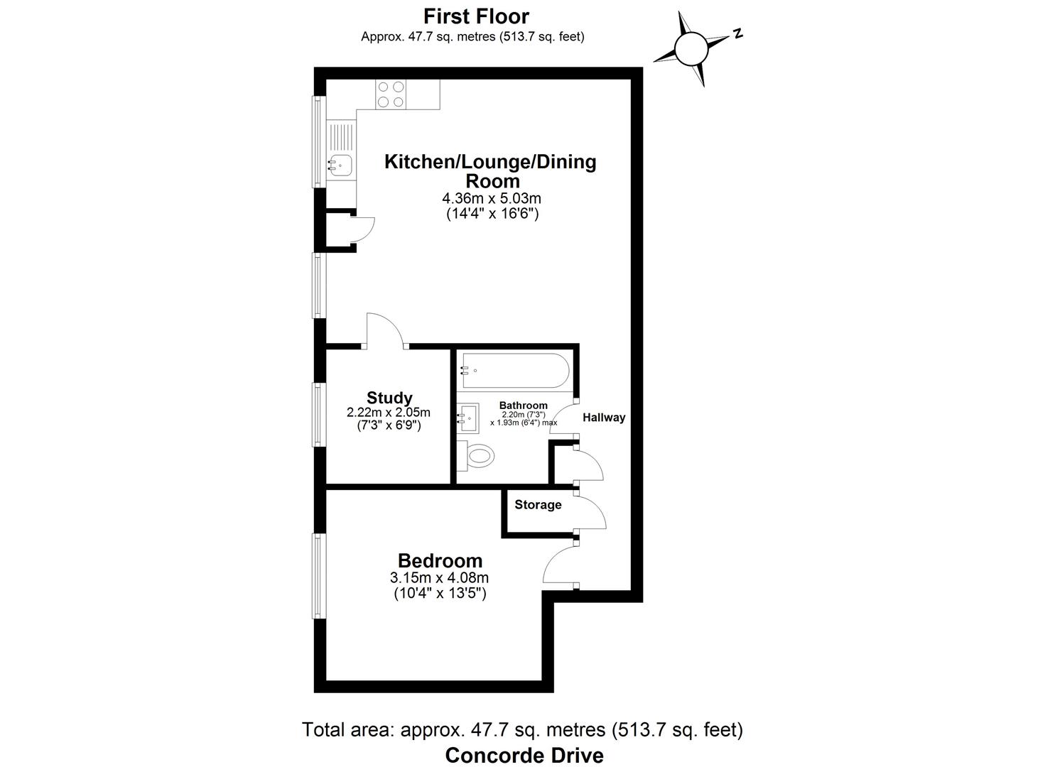 1 bed flat for sale in Concorde Drive, Beckton - Property floorplan