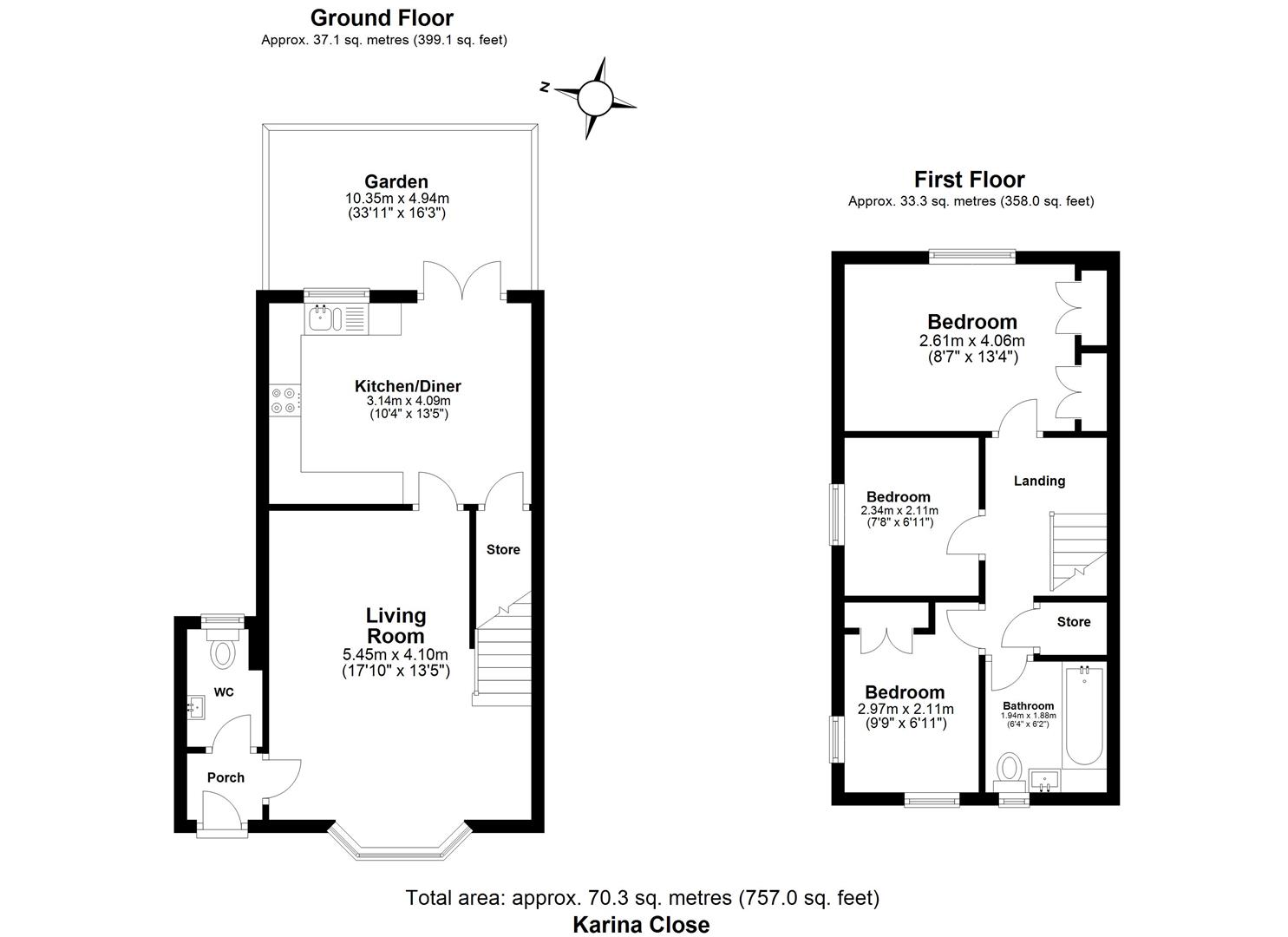 3 bed semi-detached house for sale in Karina Close, Chigwell - Property floorplan