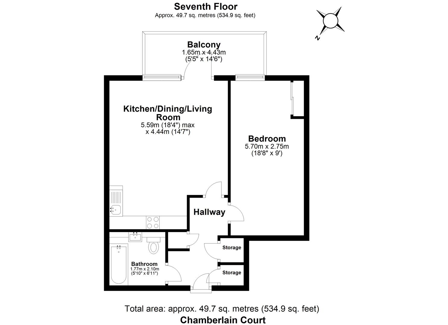 1 bed flat for sale in Ironworks Way, Upton Park - Property floorplan