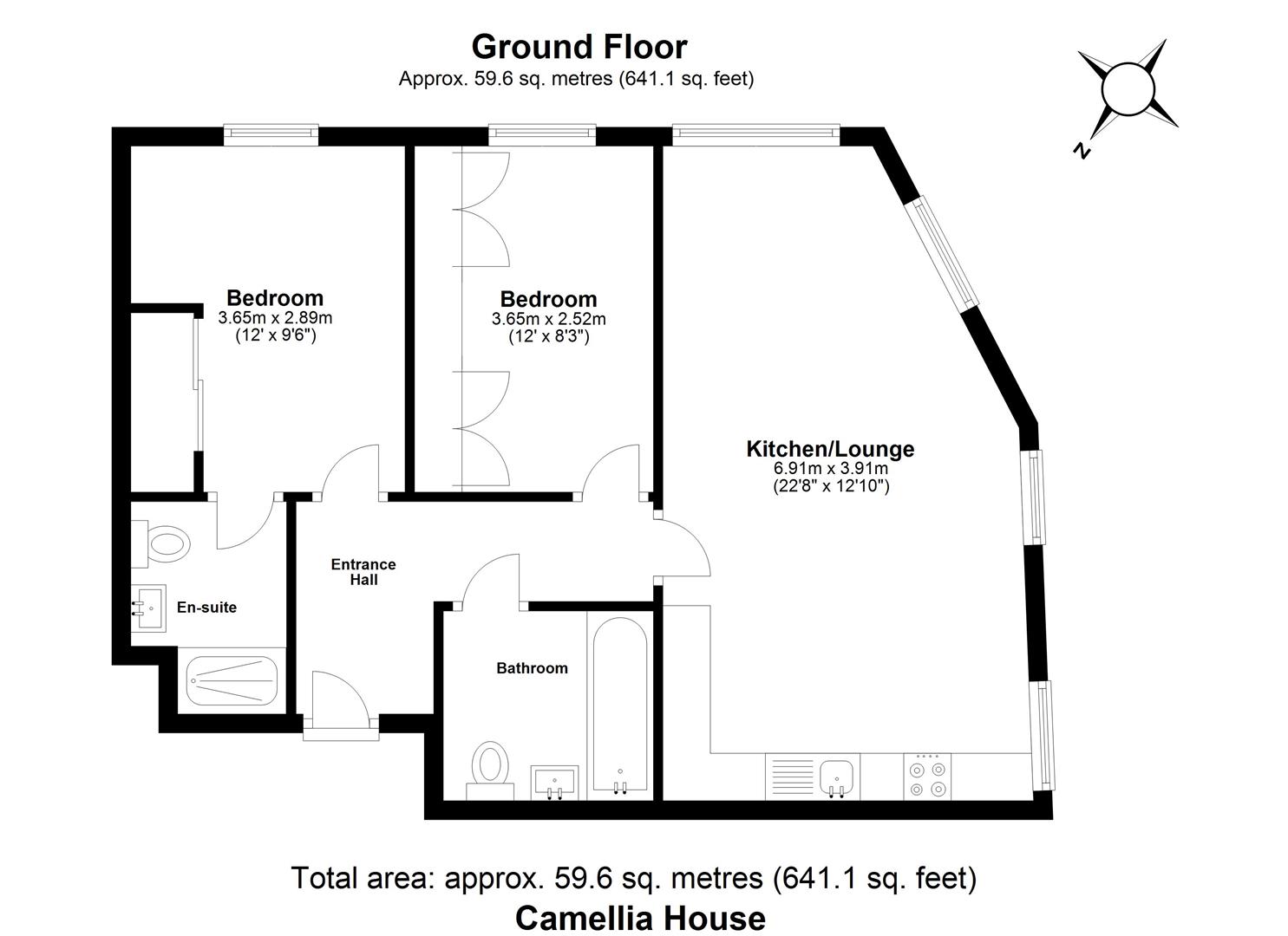 2 bed flat for sale in Five Oaks Lane, Chigwell - Property floorplan