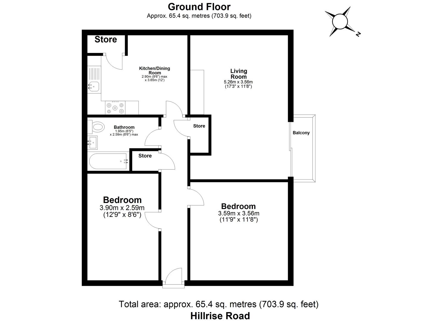 2 bed apartment for sale in Hillrise Road, Romford - Property floorplan