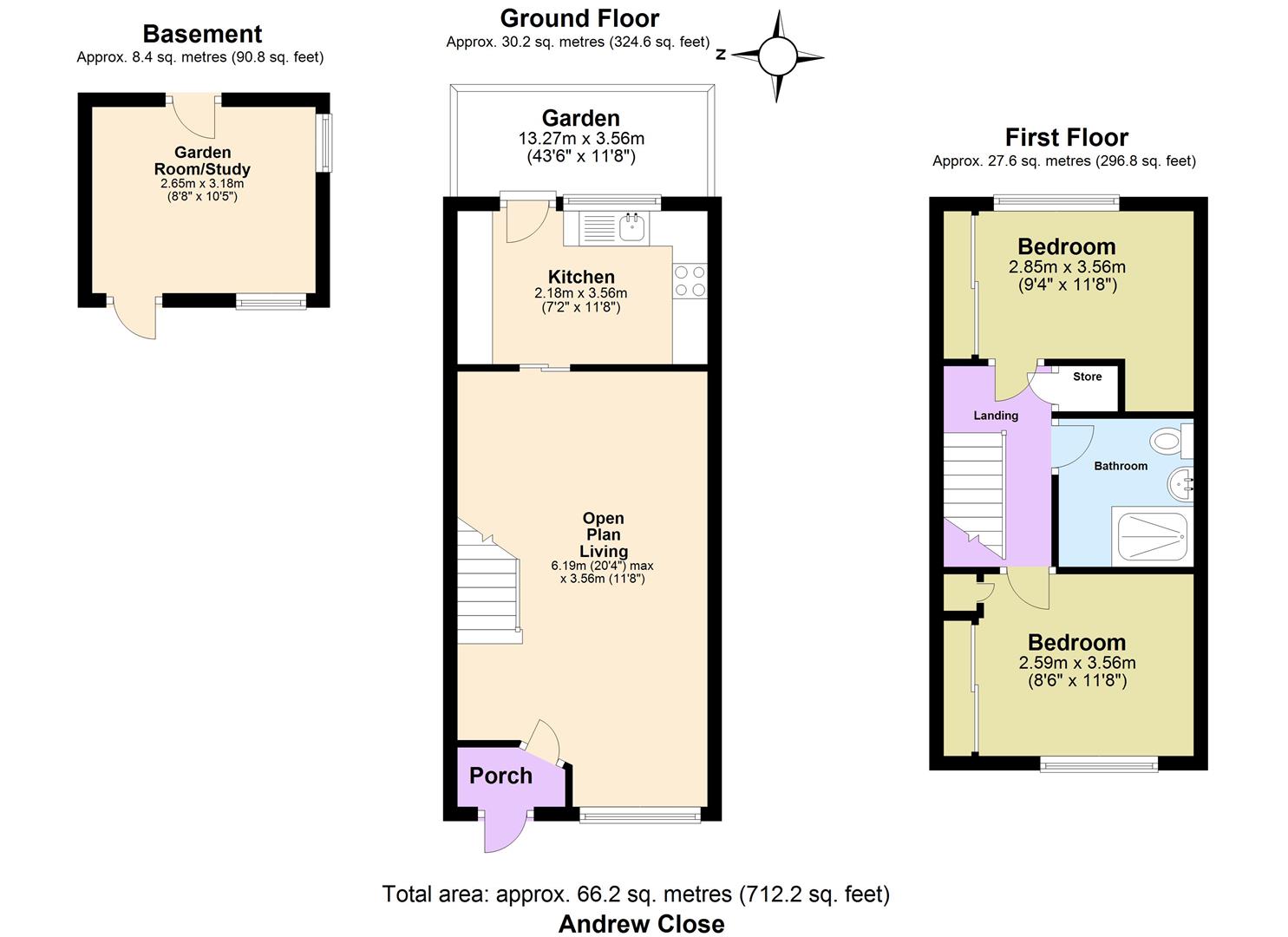 2 bed terraced house for sale in Andrew Close, Ilford - Property floorplan