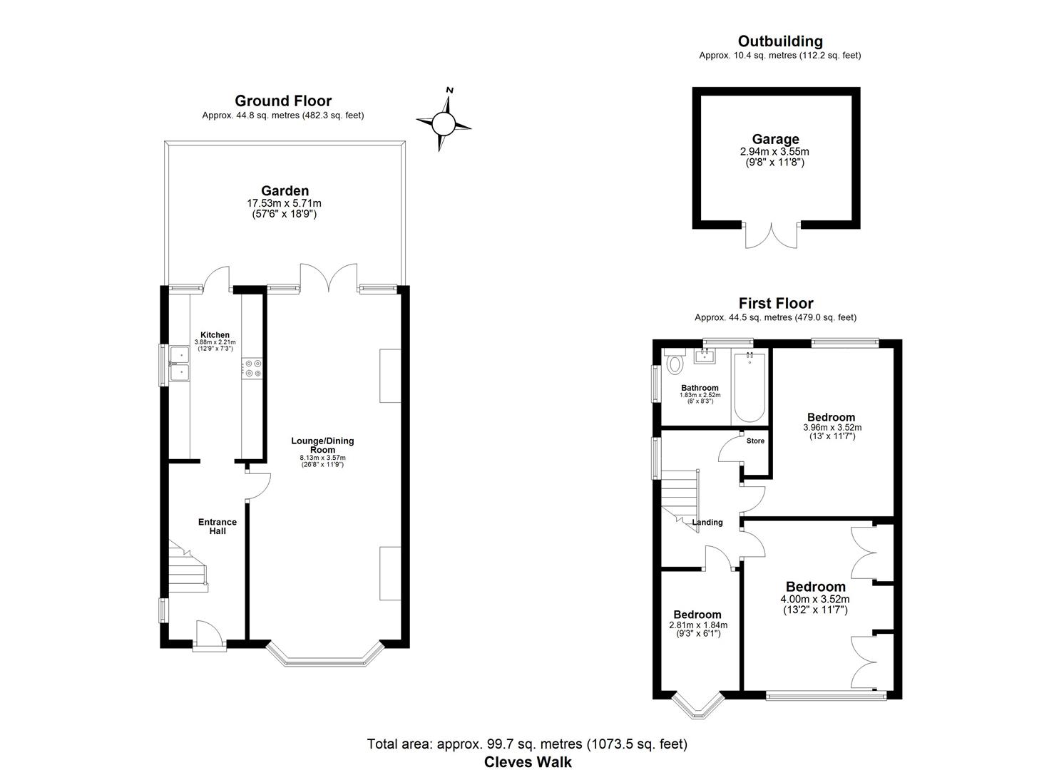 3 bed semi-detached house for sale in Cleves Walk, Hainault - Property floorplan