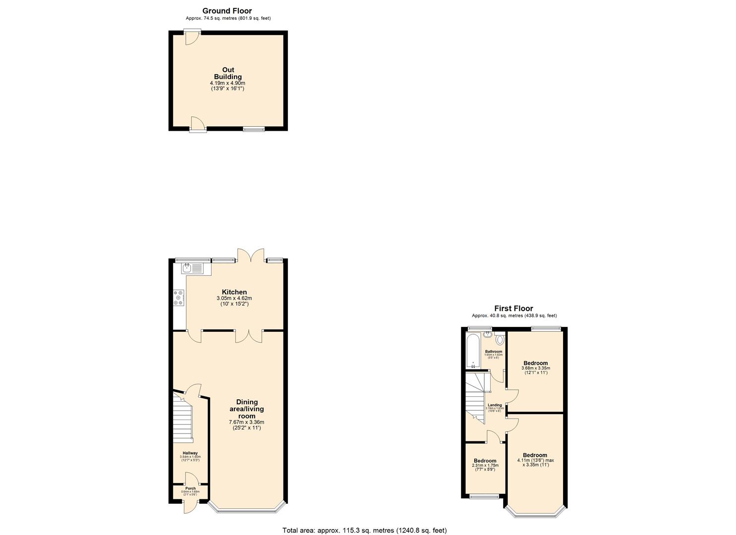 3 bed terraced house for sale in Orchard Gardens, Waltham Abbey - Property floorplan