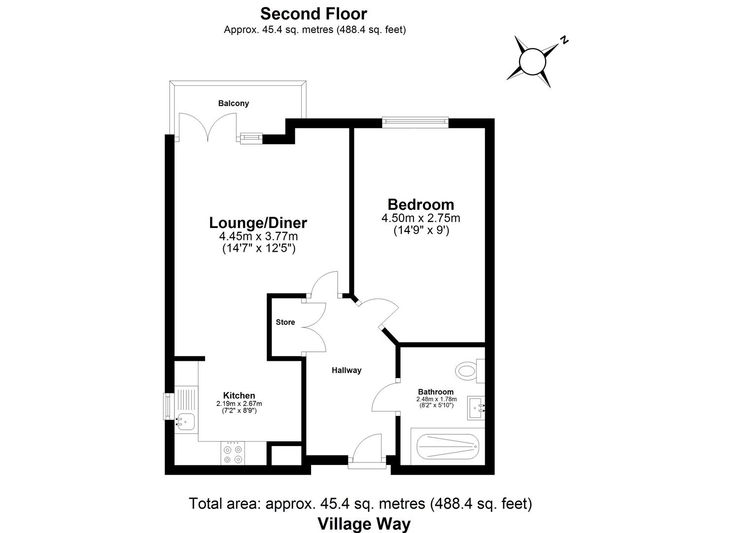 1 bed flat for sale in Village Way, Ilford - Property floorplan