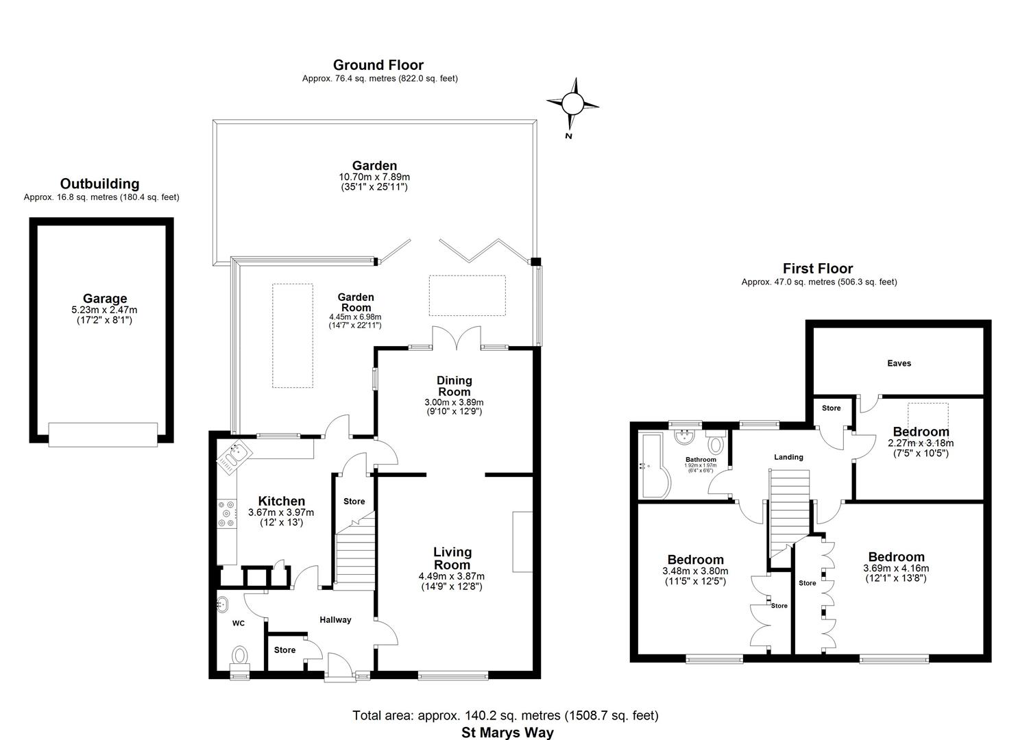 3 bed terraced house for sale in St. Marys Way, Chigwell - Property floorplan