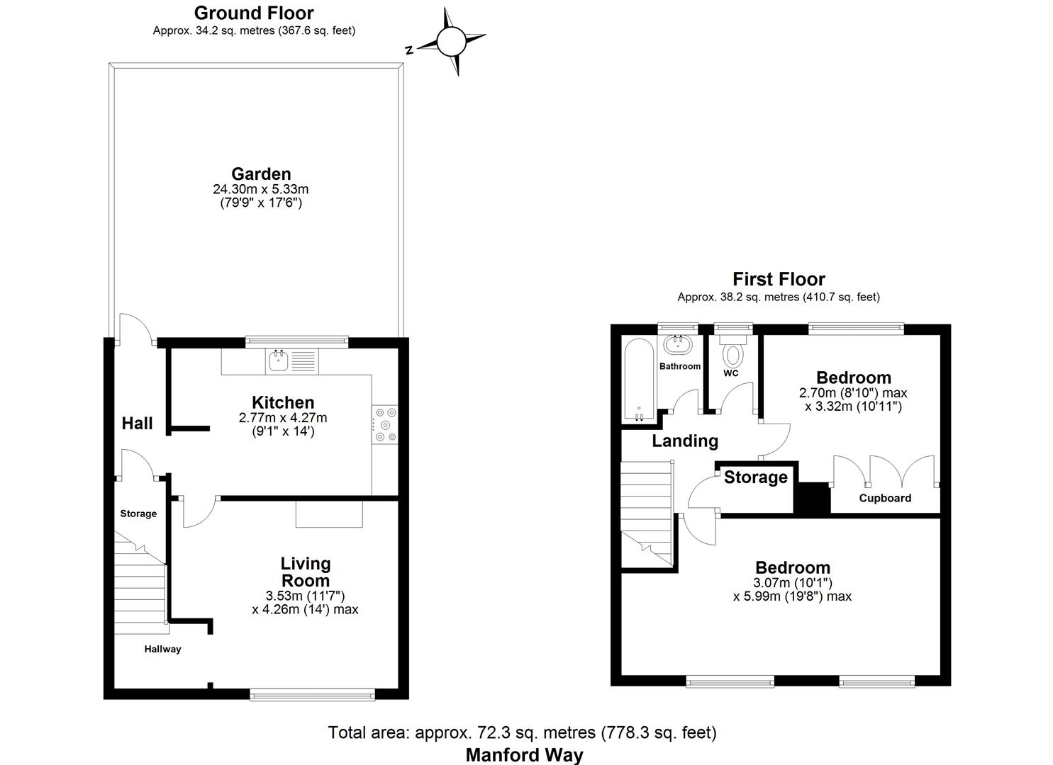 2 bed terraced house for sale in Manford Way, Chigwell - Property floorplan