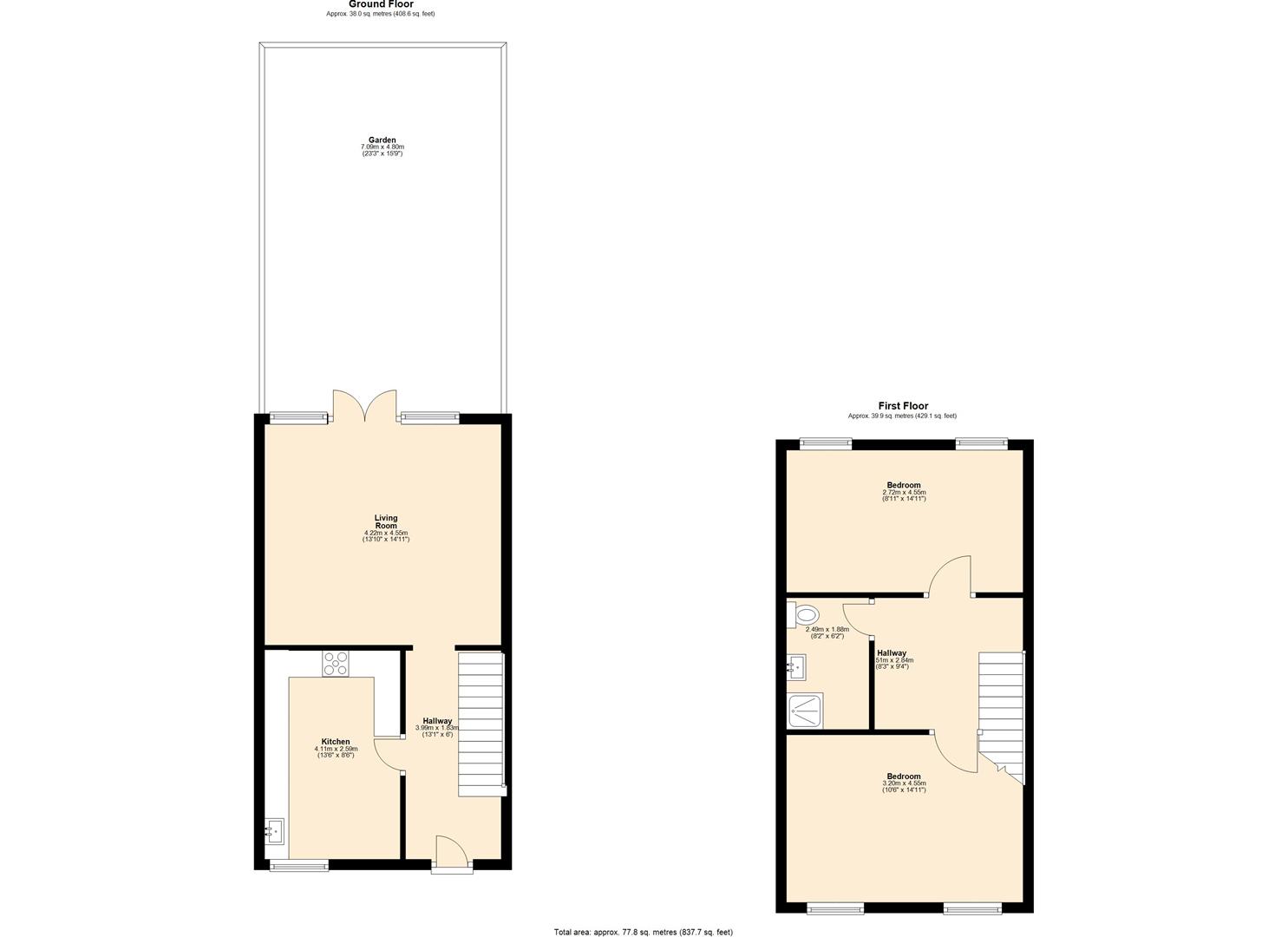 2 bed terraced house for sale in Kesteven Close, Hainault - Property floorplan