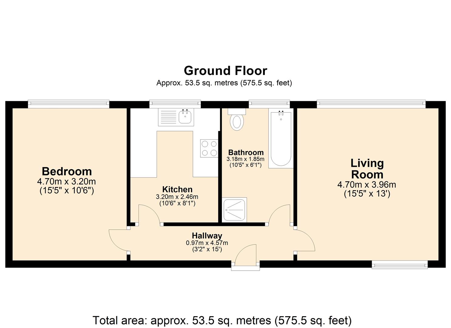 1 bed flat for sale in Durham Avenue, Woodford Green - Property floorplan