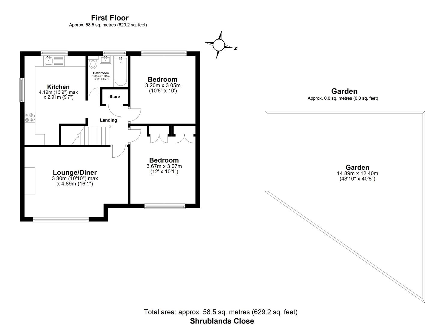 2 bed maisonette for sale in Shrublands Close, Chigwell - Property floorplan