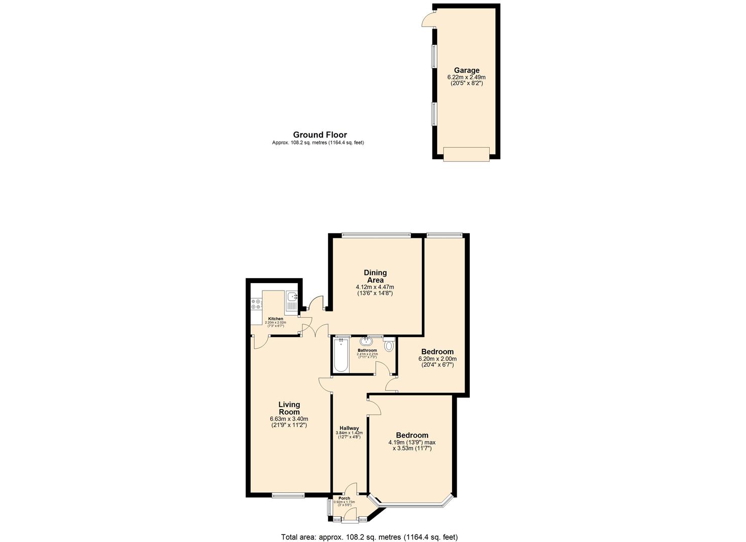 2 bed detached bungalow for sale in Gaynes Hill Road, Woodford Green - Property floorplan