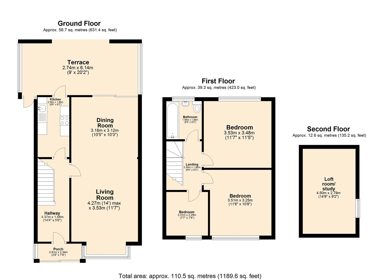 3 bed end of terrace house to rent in Walton Road, Romford - Property floorplan