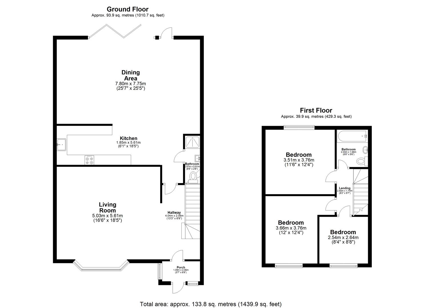 3 bed terraced house for sale in Kingsley Road, Hainault - Property floorplan