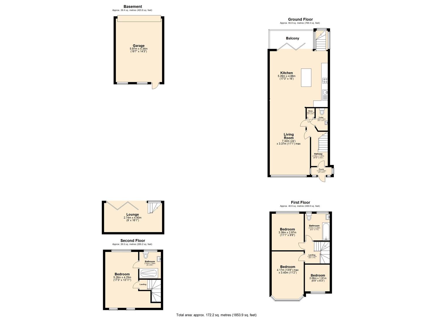 4 bed end of terrace house for sale in Turpins Lane, Woodford Green - Property floorplan