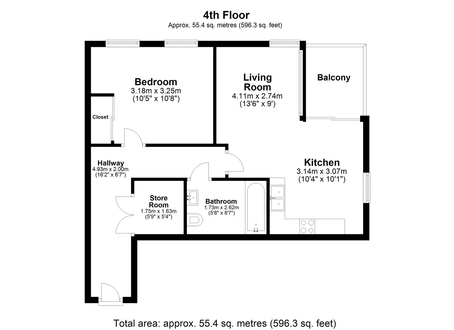 1 bed flat for sale in Rookwood Way, Hackney Wick - Property floorplan