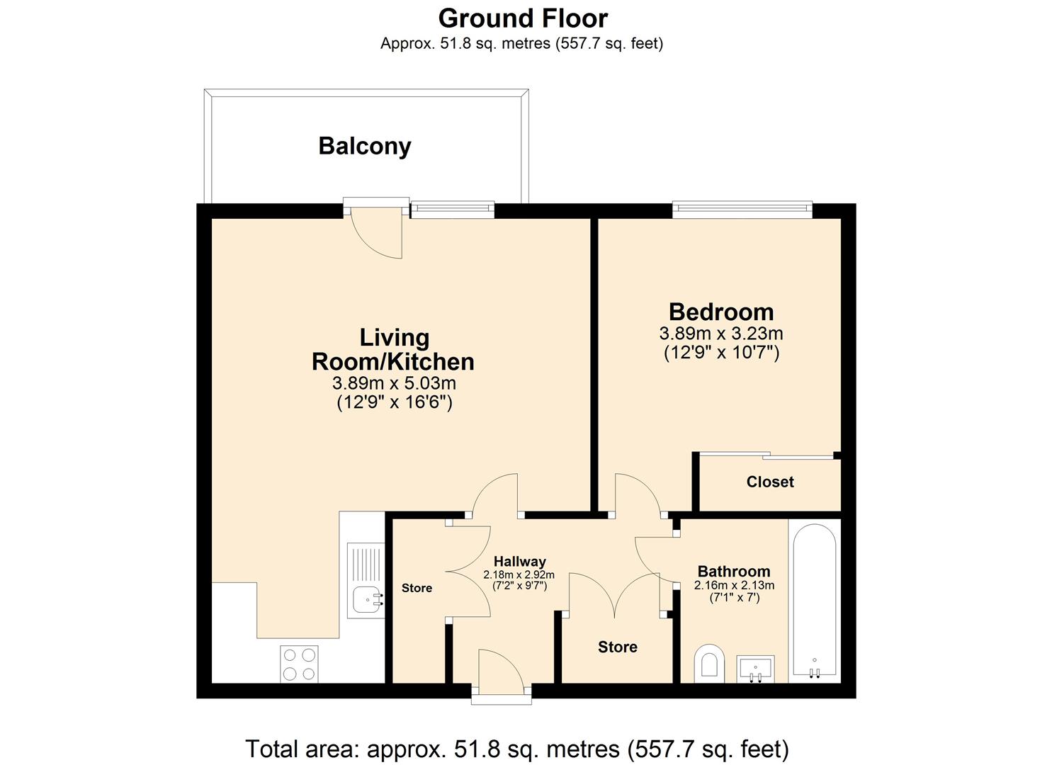 1 bed apartment for sale in Safflower Lane, Romford - Property floorplan