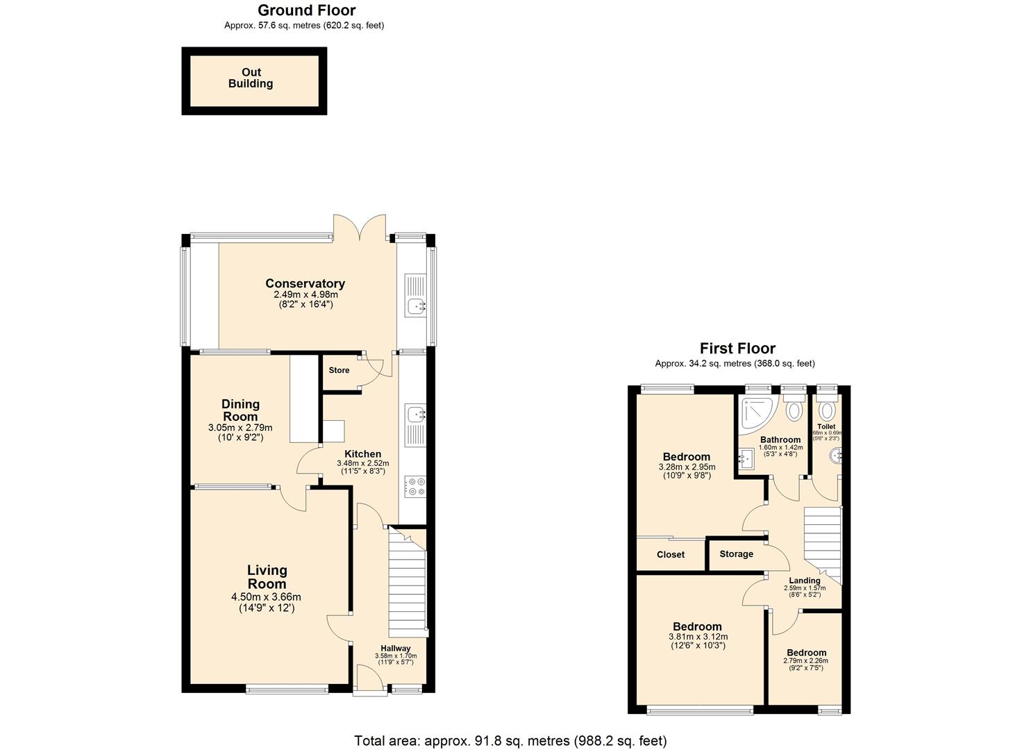 3 bed terraced house for sale in Warren Gardens, London - Property floorplan